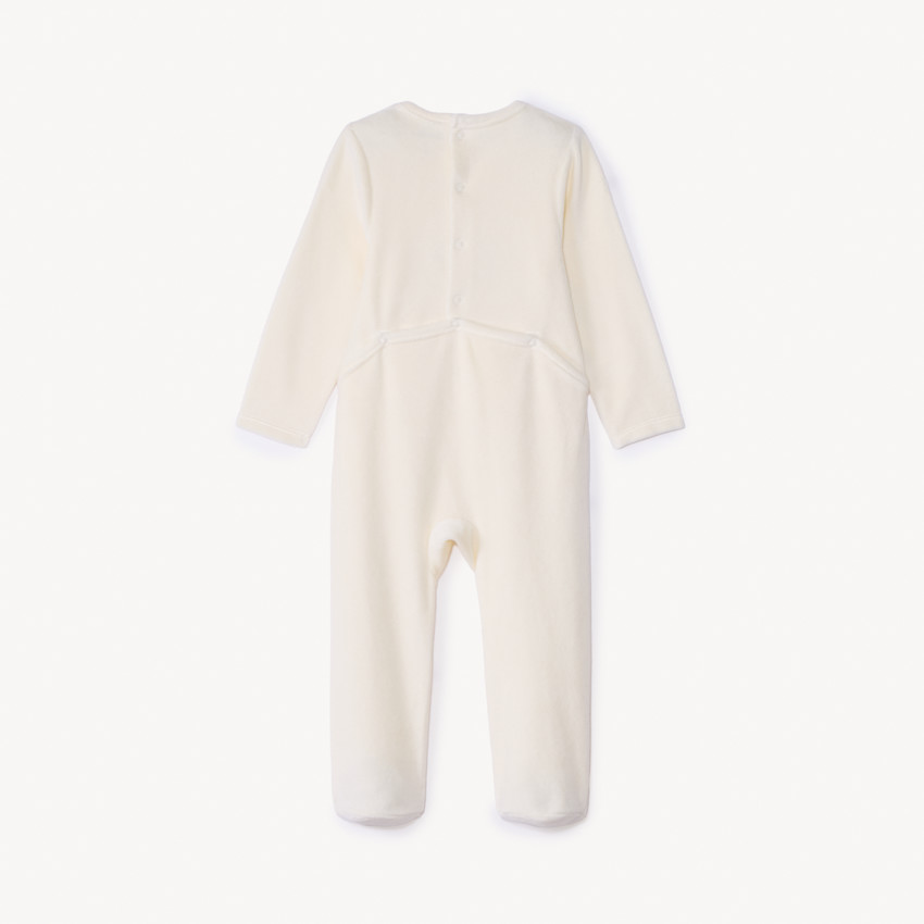 Pyjama van fluweel met geborduurd dier voor baby jongen 