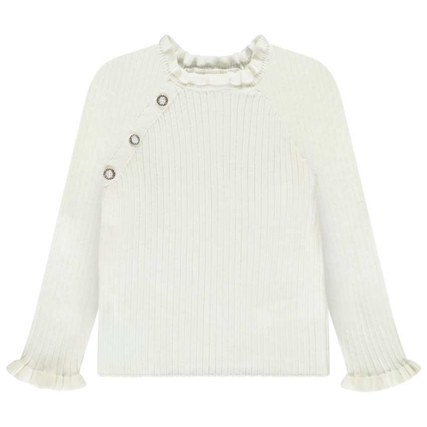 Trui met ribbelstructuur en mooie knoppen voor meisjes 