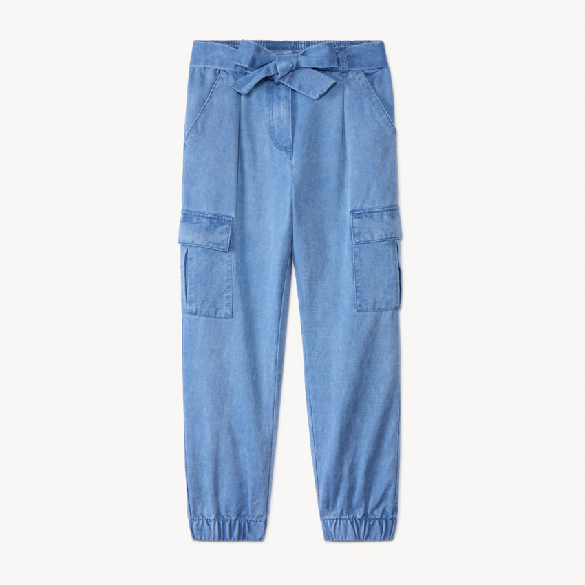 Meisjes cargo twill broek met riem 
