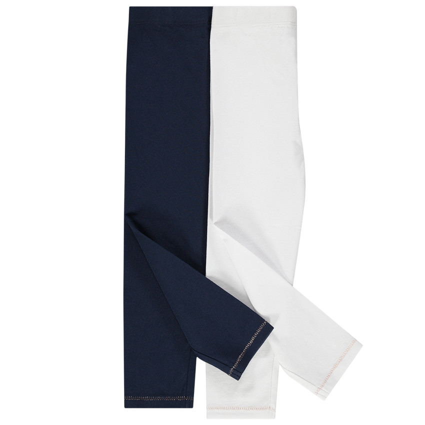 Lot de 2 leggings unis en coton pour bébé fille 