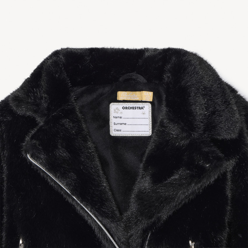 Perfectojas in sherpa met bontlook voor meisjes zwart 