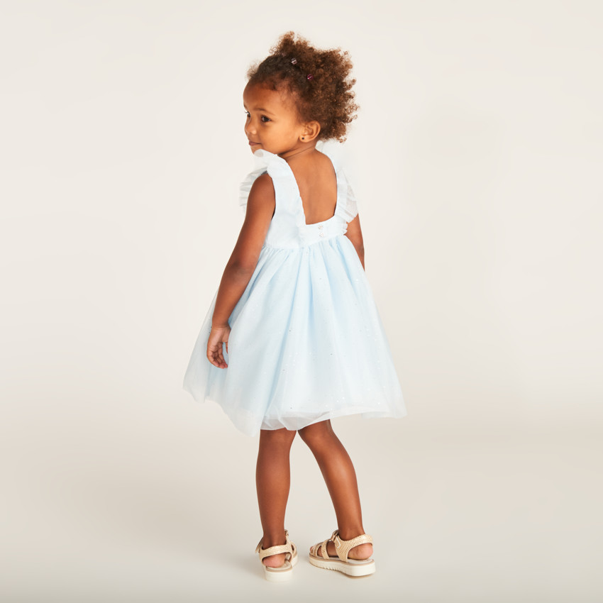Glitterende tule jurk met vlindermouwen voor babymeisjes 
