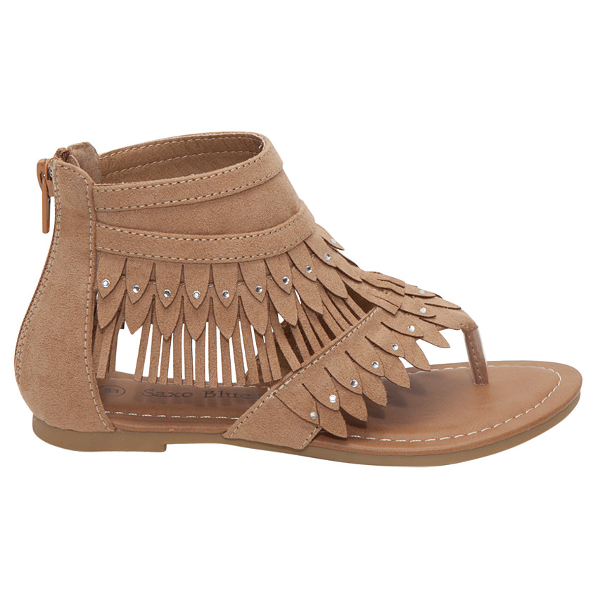 Sandalen met daimeffect en franjes 
