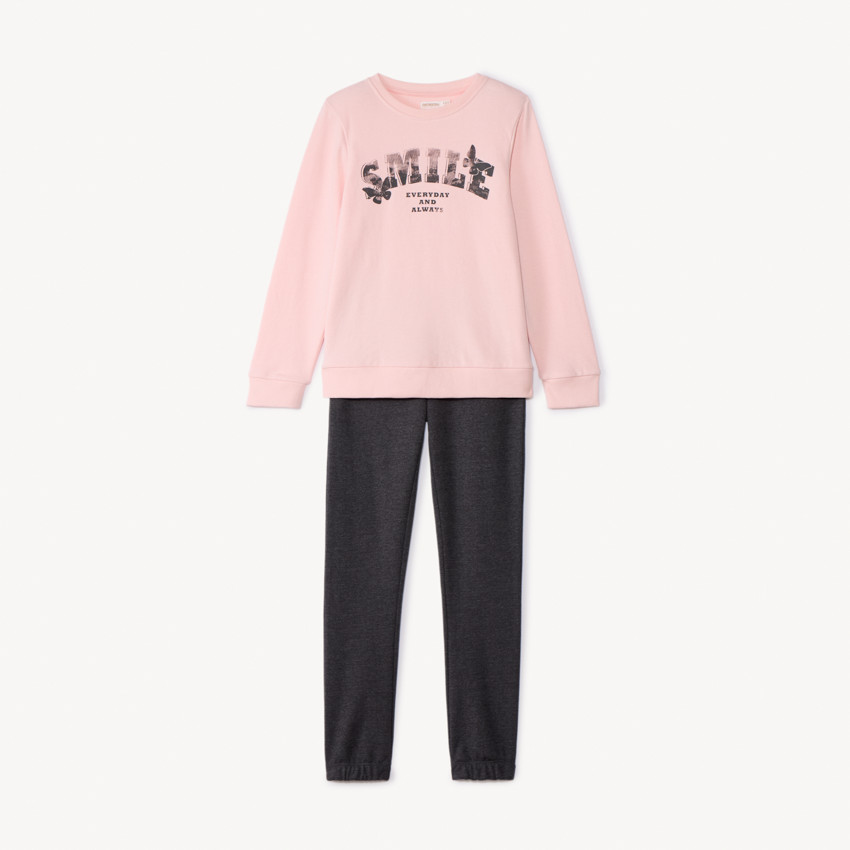 2-delig fleece joggingensemble voor meisjes met print 