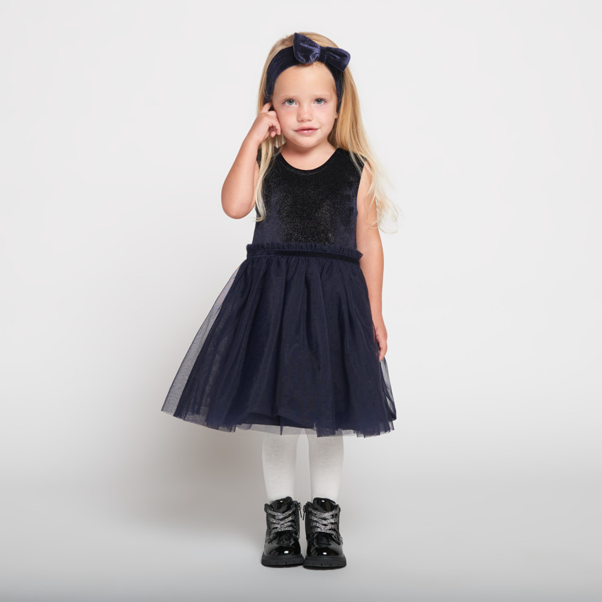 Feestjurk zonder mouwen met 2-in-1 effect + haarband voor babymeisjes 