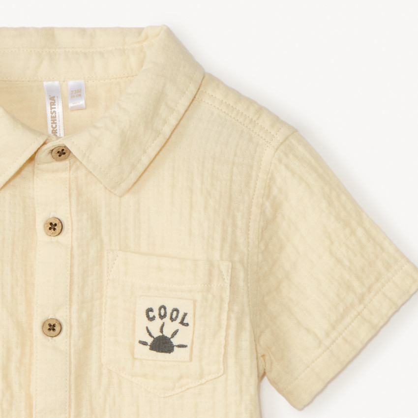 Korte mouw blouse van gaas voor babyjongen 