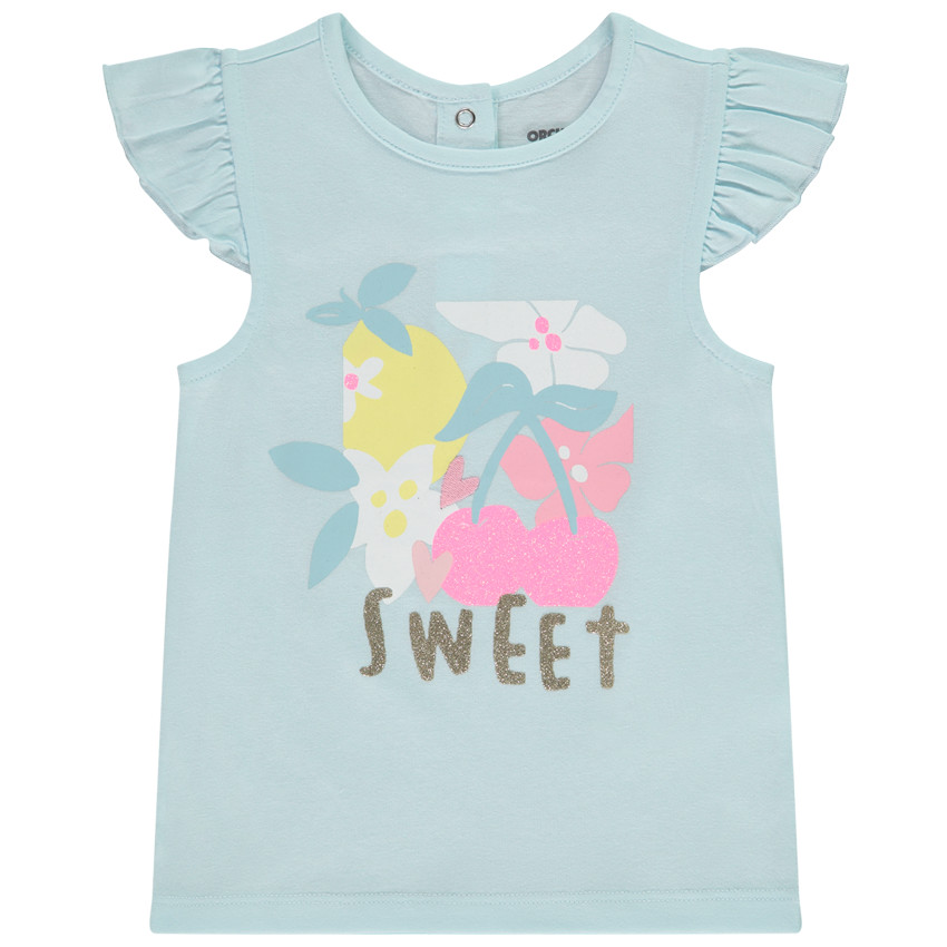 T-shirt met korte mouwen met glinsterend fruitprint voor meisjes 