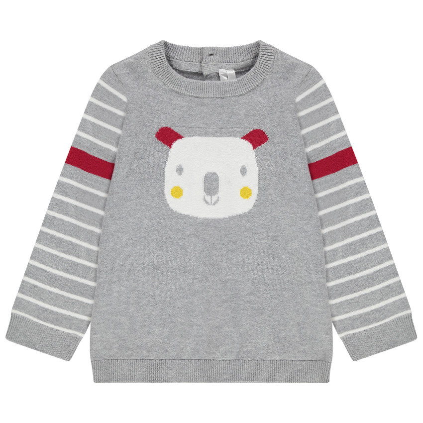 Pull en tricot motif koala en jacquard à ouverture au dos 