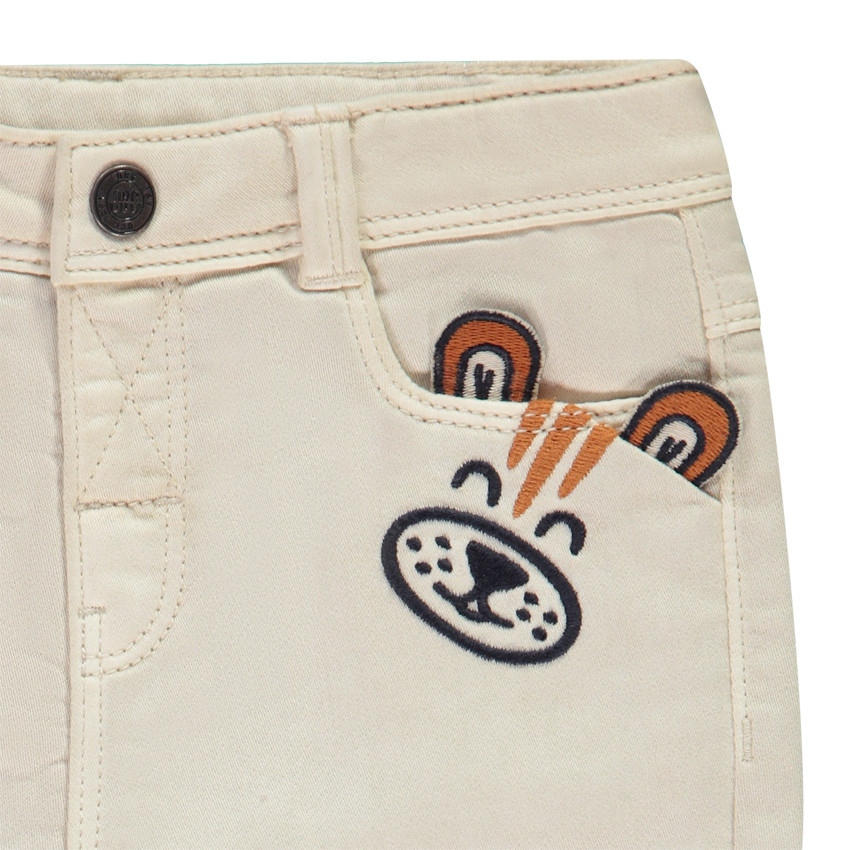 Jean en denim + doublure jersey et poche ludique pour bébé garçon 