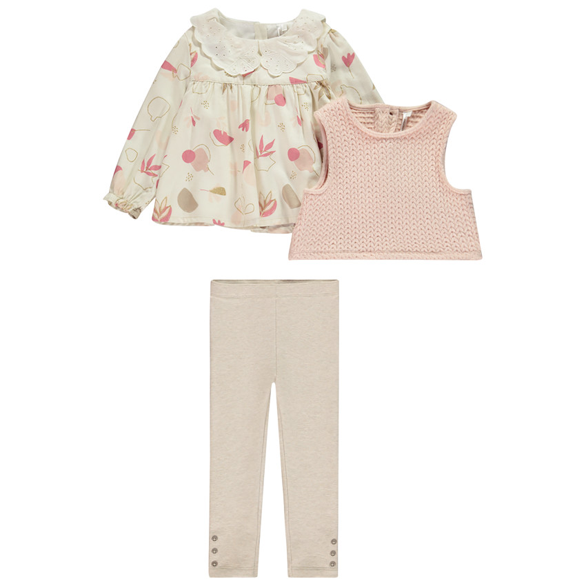 Ensemble Tuniek mouwloze trui effen onderbroek voor meisjes 