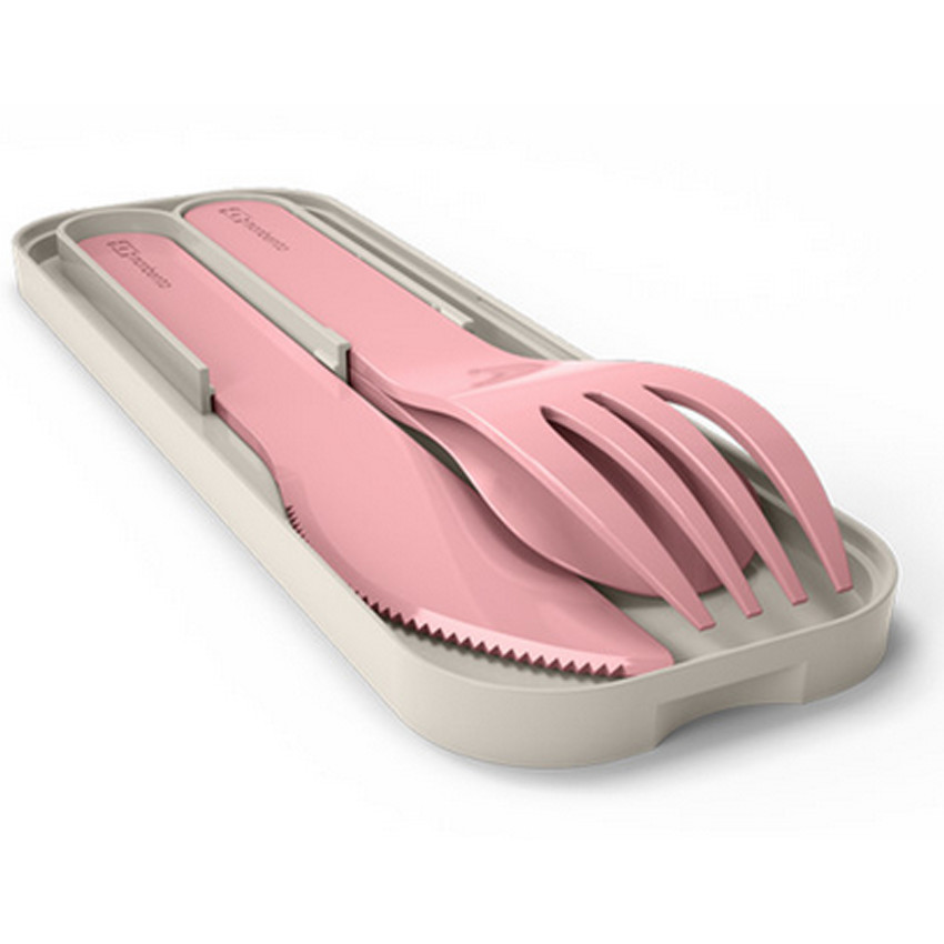 Set de 3 couverts en plastique PLA rose blush 