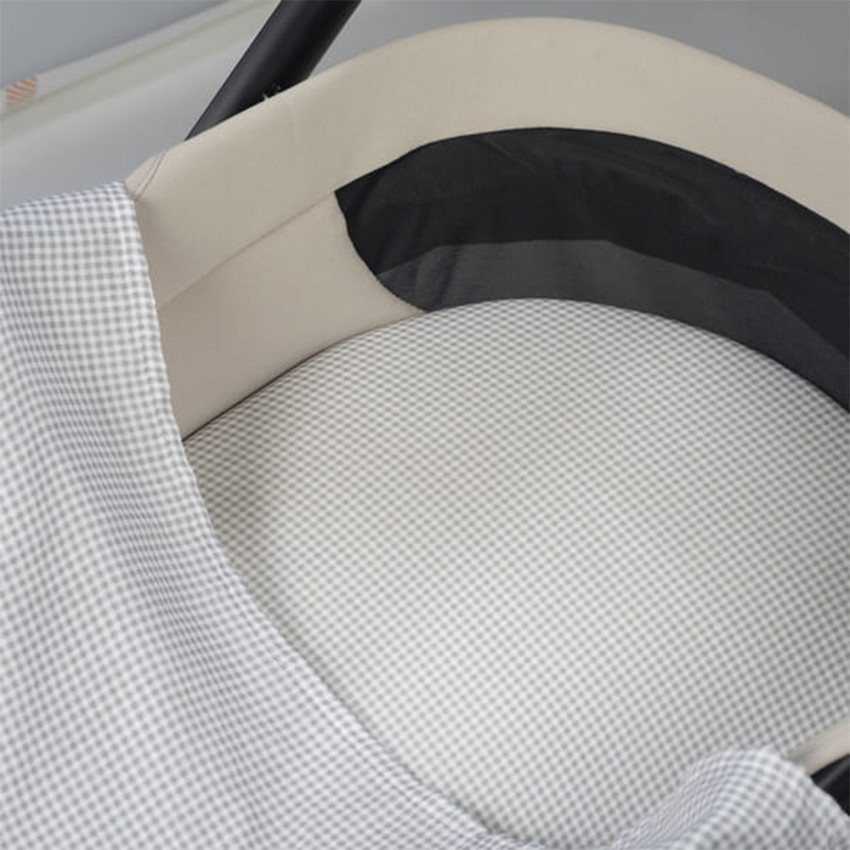 Set katoenen en mousseline lakens voor draagmand en wiegje Little Bloom Vichy Grijs 2stks  