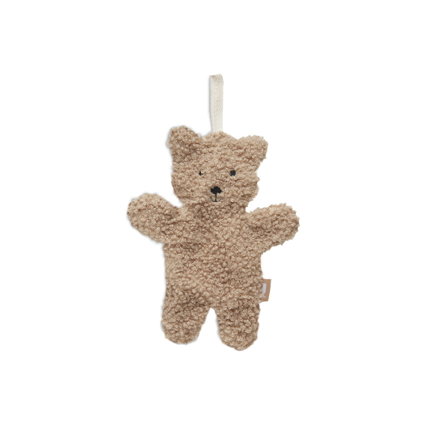 Fopspeenclip Teddy Bear Biscuit in zachte bouclé stof 