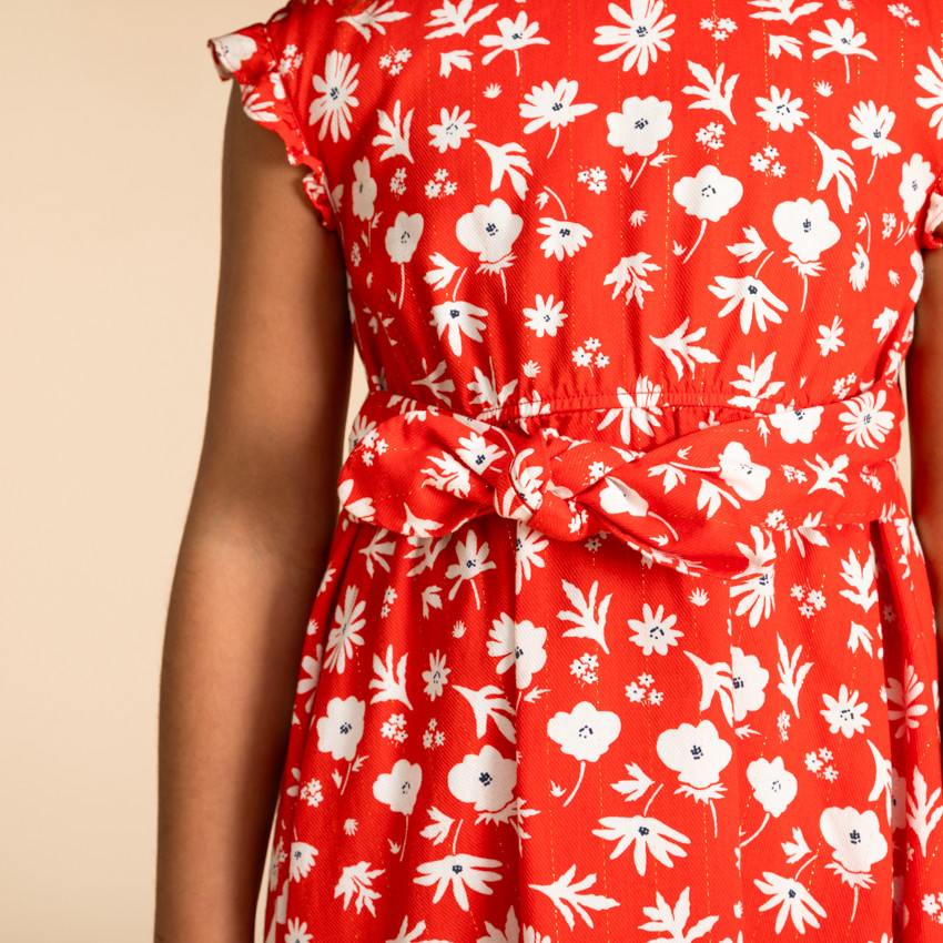 Jurk met korte mouwen en bloemenprint voor meisjes 