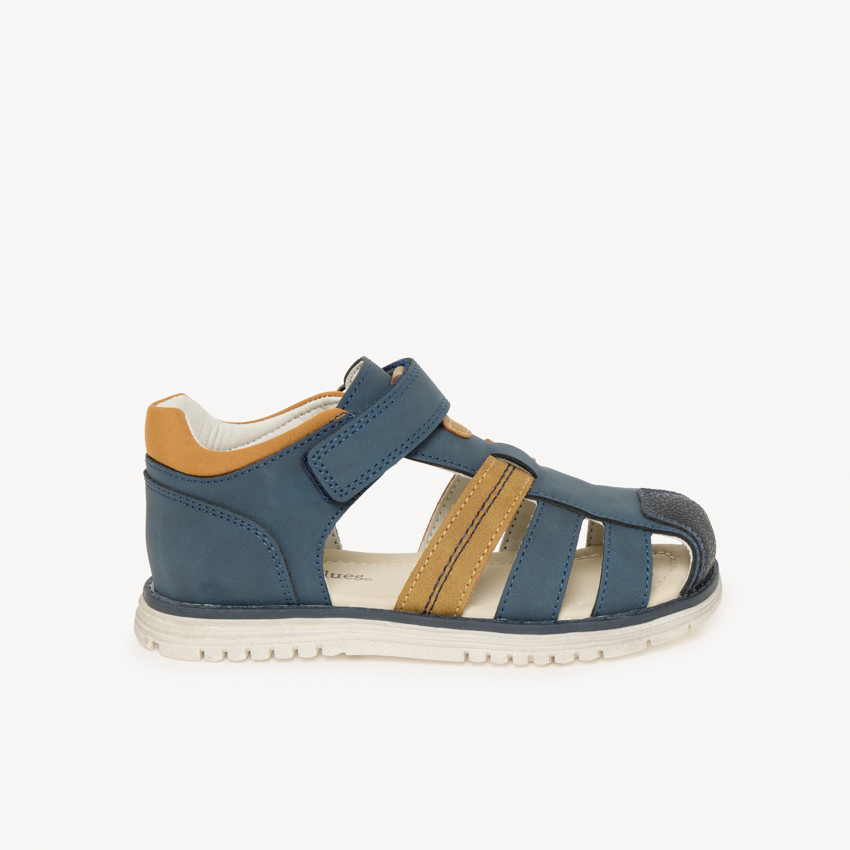 Blauwe leren effect sandaaltjes met klittenband voor jongens 