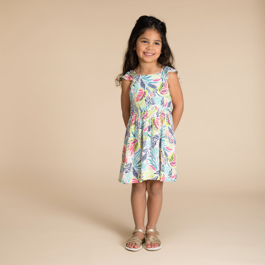 Robe manches courtes imprimé cachemire pour fille 