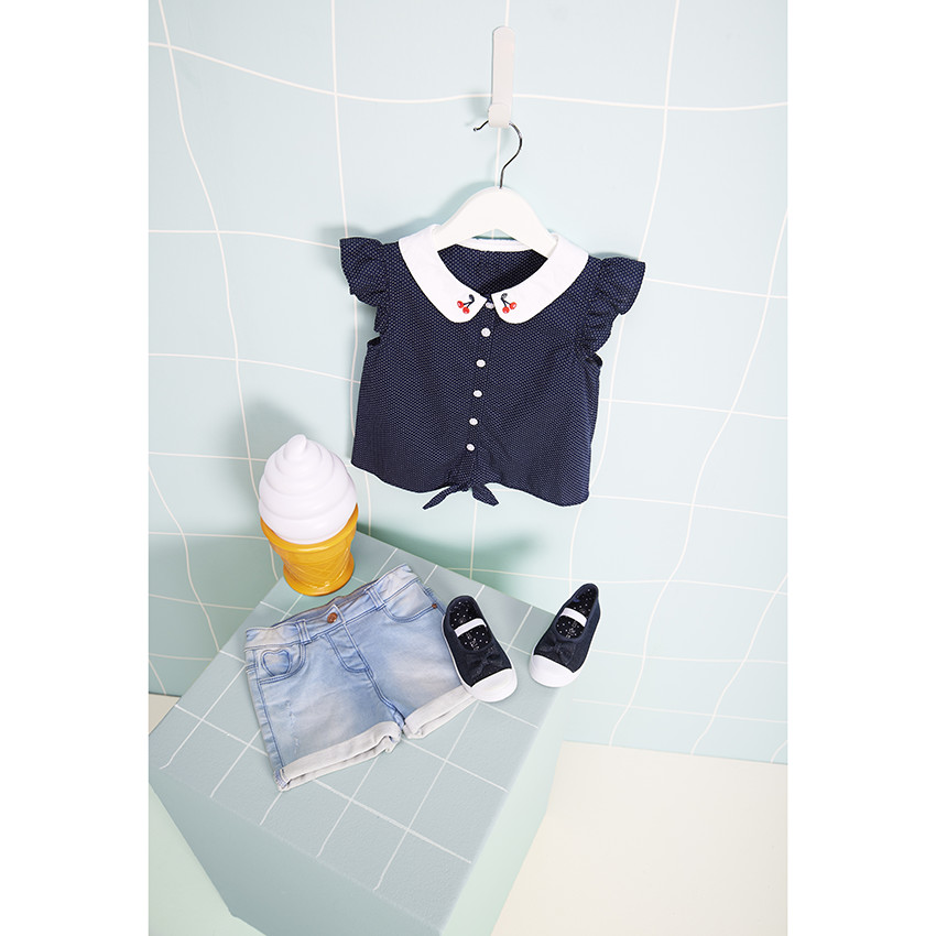 Chemise sans manches nouée à pois pour bébé fille 