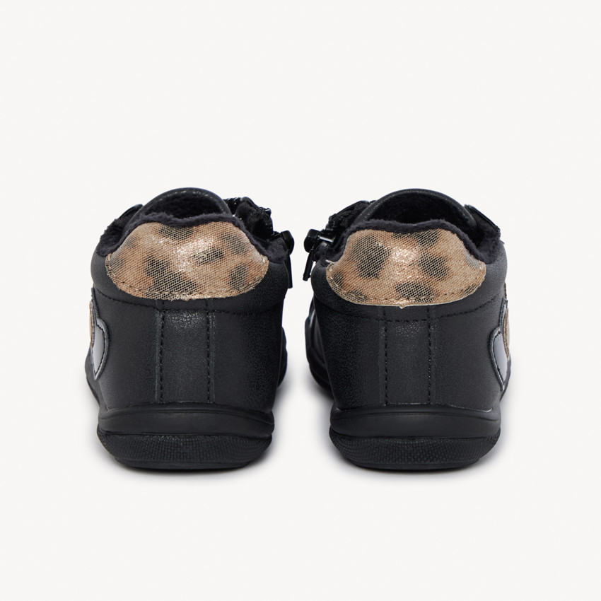 Bottillons zippés à empiècement léopard pour bébé fille 