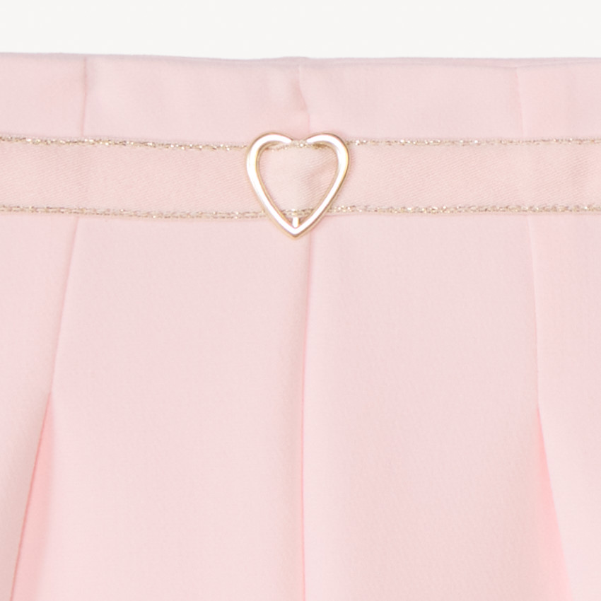 Korte unicolor twill broek met stoffen riem meisjes 