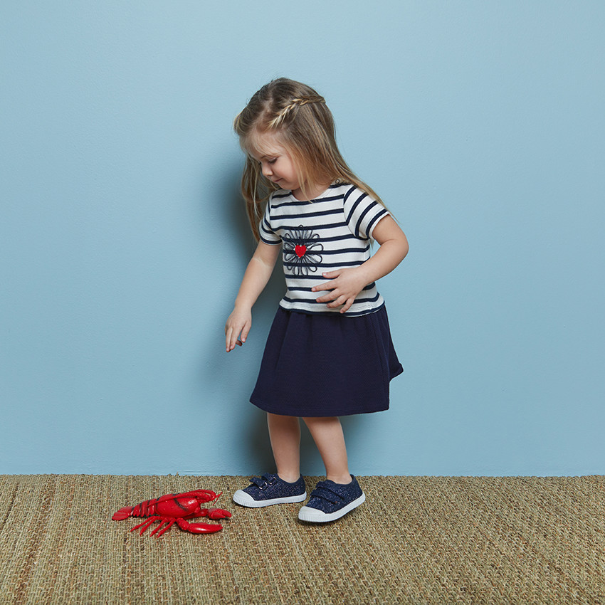 Jurk in gaas 2-in-1 effect korte mouwen voor baby meisjes 