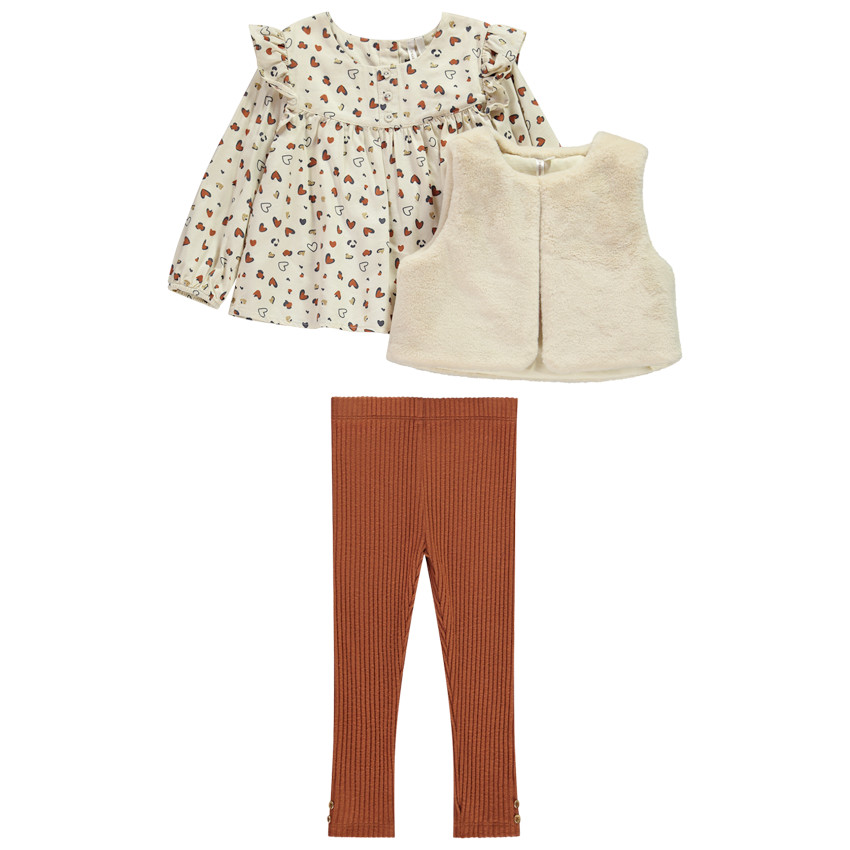 Ensemble tunique fantaisie + gilet et legging pour bébé fille 