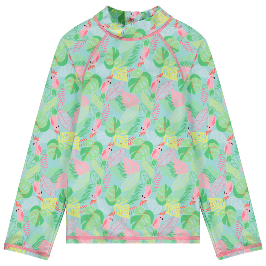 T-shirt manches longues anti-UV SPF 50+ imprimé feuillage pour fille 