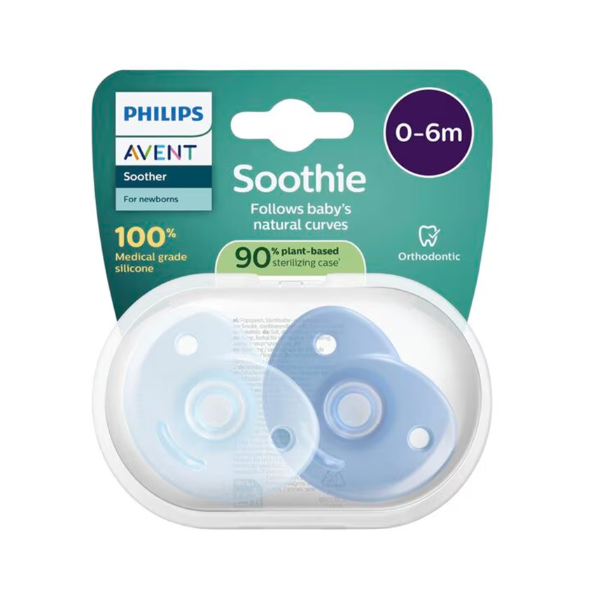 Lot de 2 sucettes silicone 0-6M Soothie bleu 