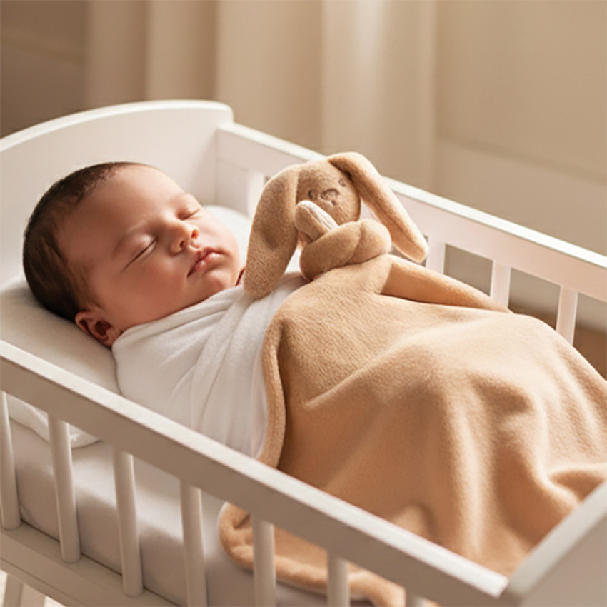 Couverture doudou 50X50cm Beige Chaud 