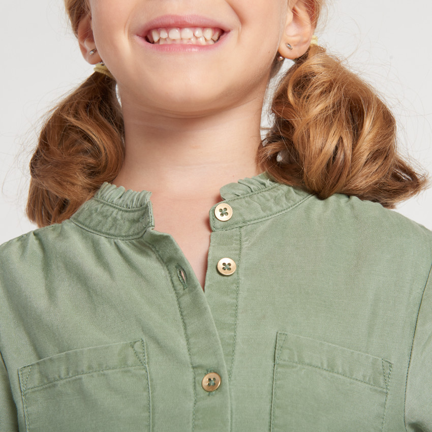 Jurk met lange mouwen in blouse-stijl met ceintuur voor meisjes 