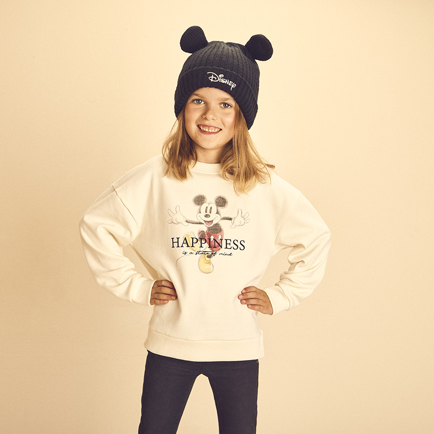 Bonnet côtelé avec broderie et oreilles 3D Disney pour enfant 