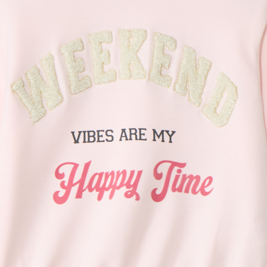 Ensemble jogging en scuba avec patchs bouclettes pour fille 