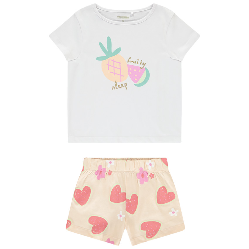 Ensemble 2 pièces avec short imprimé cœurs pour fille 