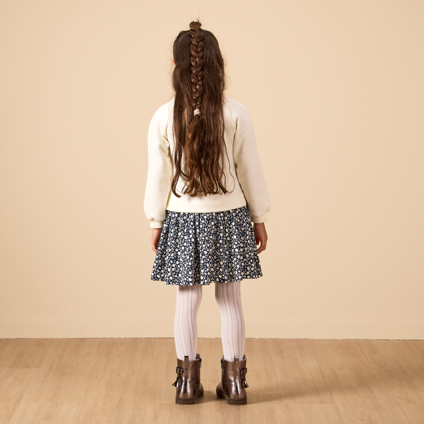 Lange mouwen jurk in twee materialen met fantasie voor meisjes 