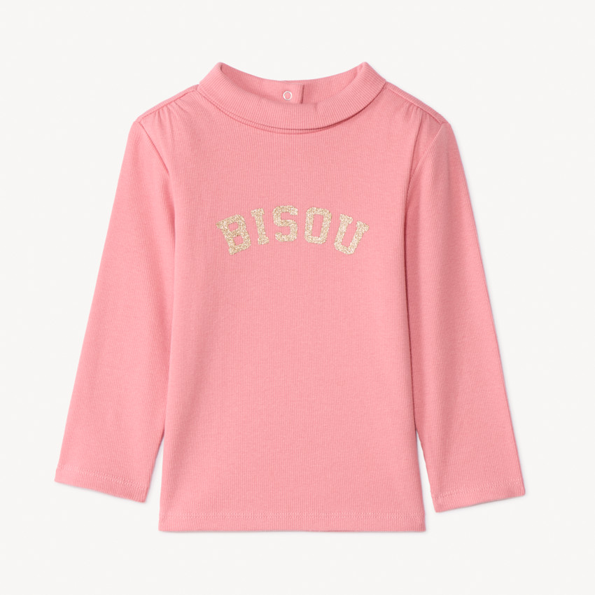 Sous-pull col roulé à message pailleté pour bébé fille 