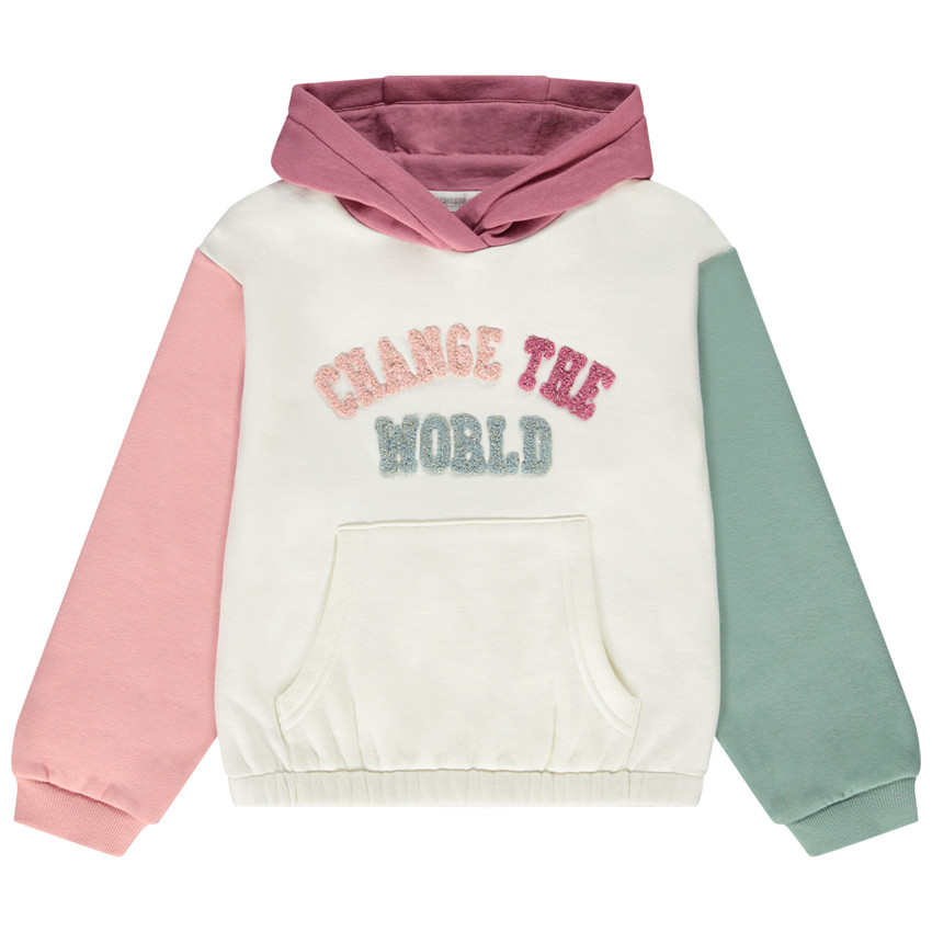 Sweat à capuche effet colorblock en molleton pour fille 
