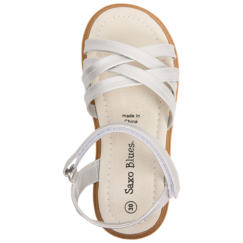 Sandales argentées à brides croisées pour fille 