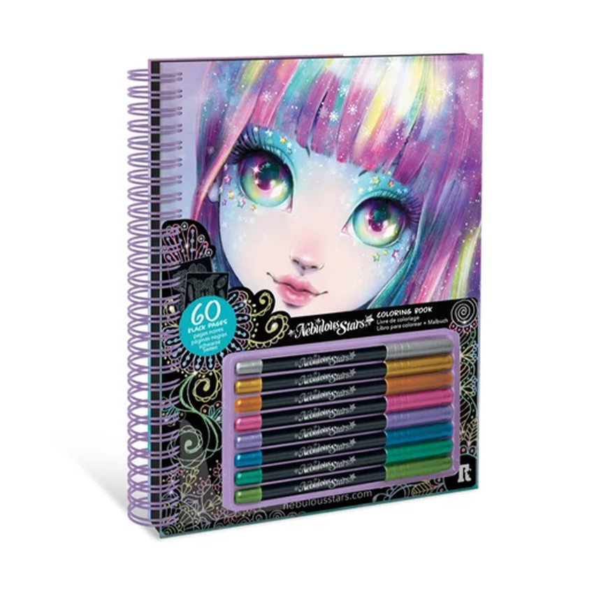 Carnet de coloriage à pages noires et crayons gels métalliques Isadora  