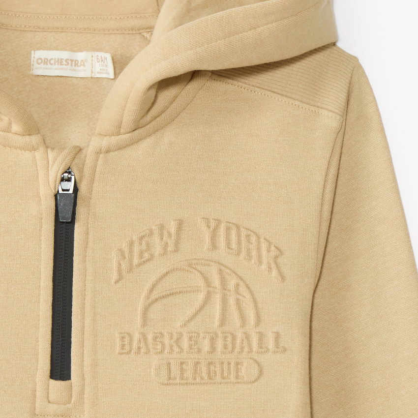 Sweat à capuche garçon col zippé bicolore  