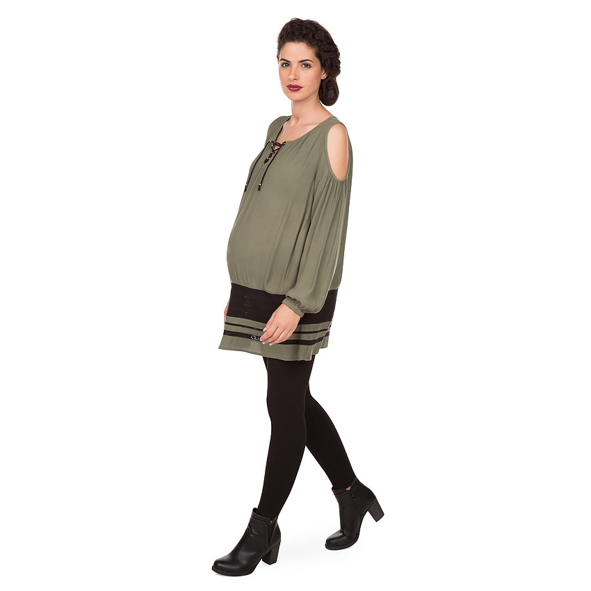 Blouse de grossesse avec épaules ouvertes et bandes ajourées 