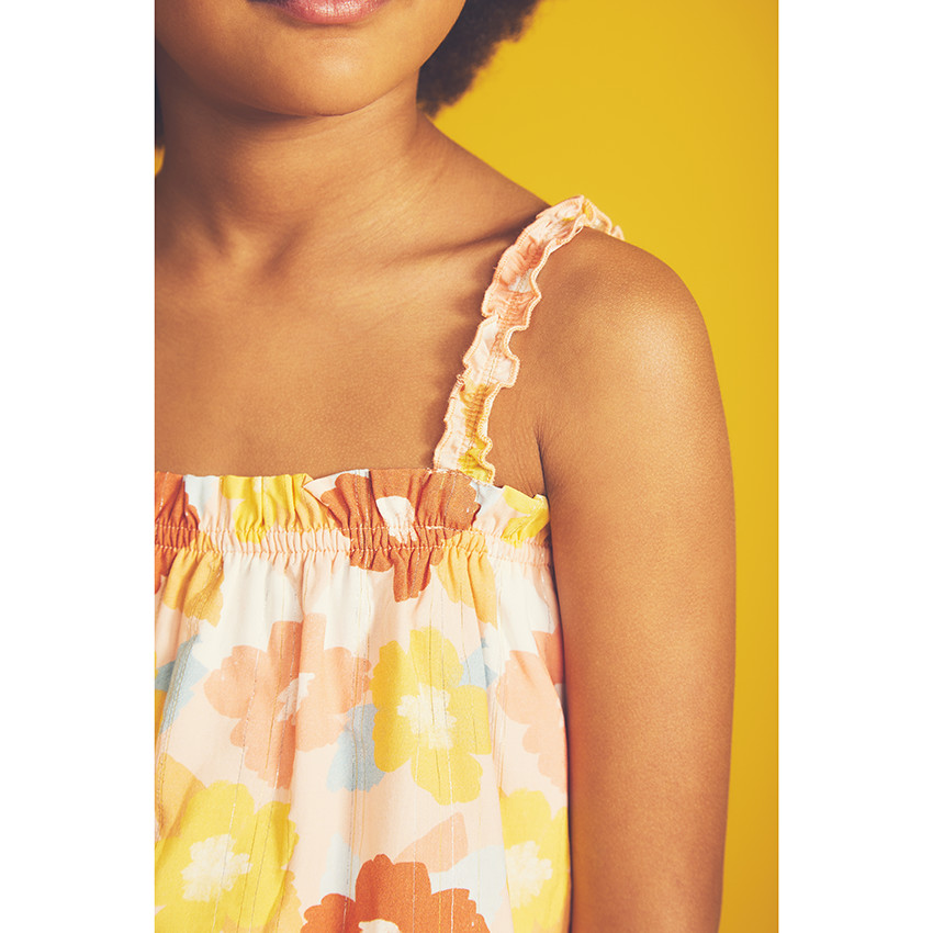 Ensemble 2 pièces imprimé fleurs retro pour fille 