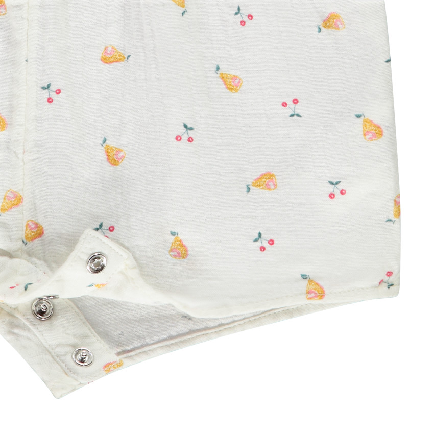 Korte jumpsuit van katoen gaas met fruit voor meisjes 