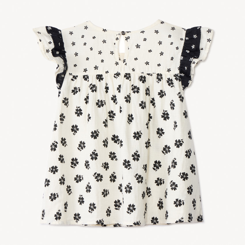 Tuniek met korte mouwen van gaas met bloemenprint voor meisjes 