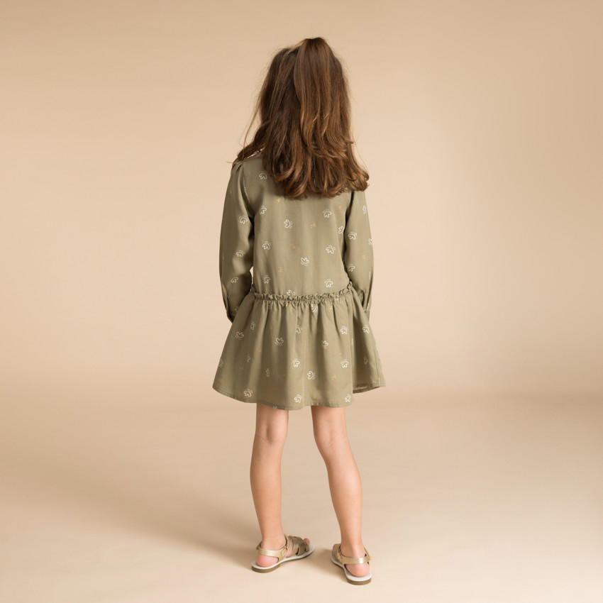 Robe manches longues imprimé à col mao pour fille 