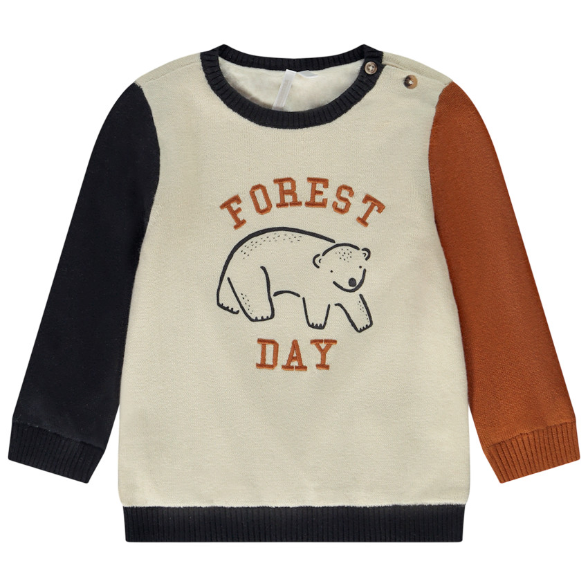 Pull effet color block print ours pour bébé garçon 