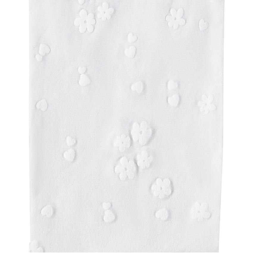 Collant fin uni avec motifs en relief fleurs/cœurs pour fille 