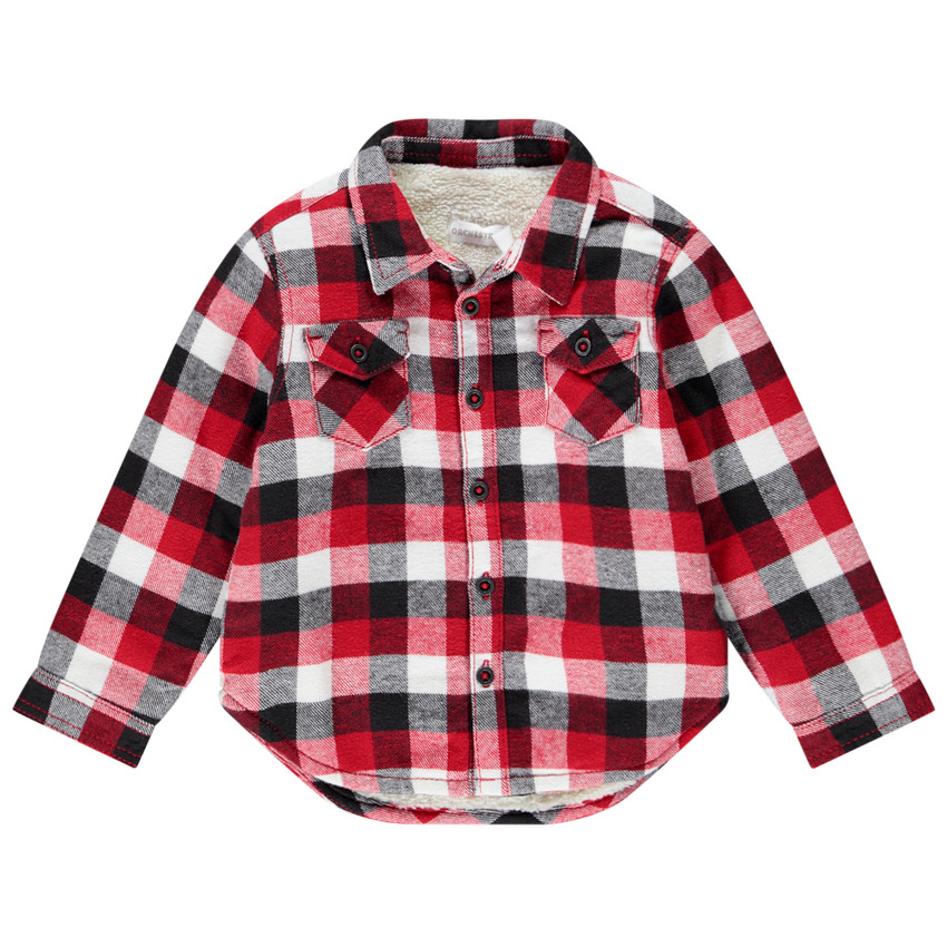 Surchemise à carreaux en flanelle doublée sherpa pour bébé garçon 