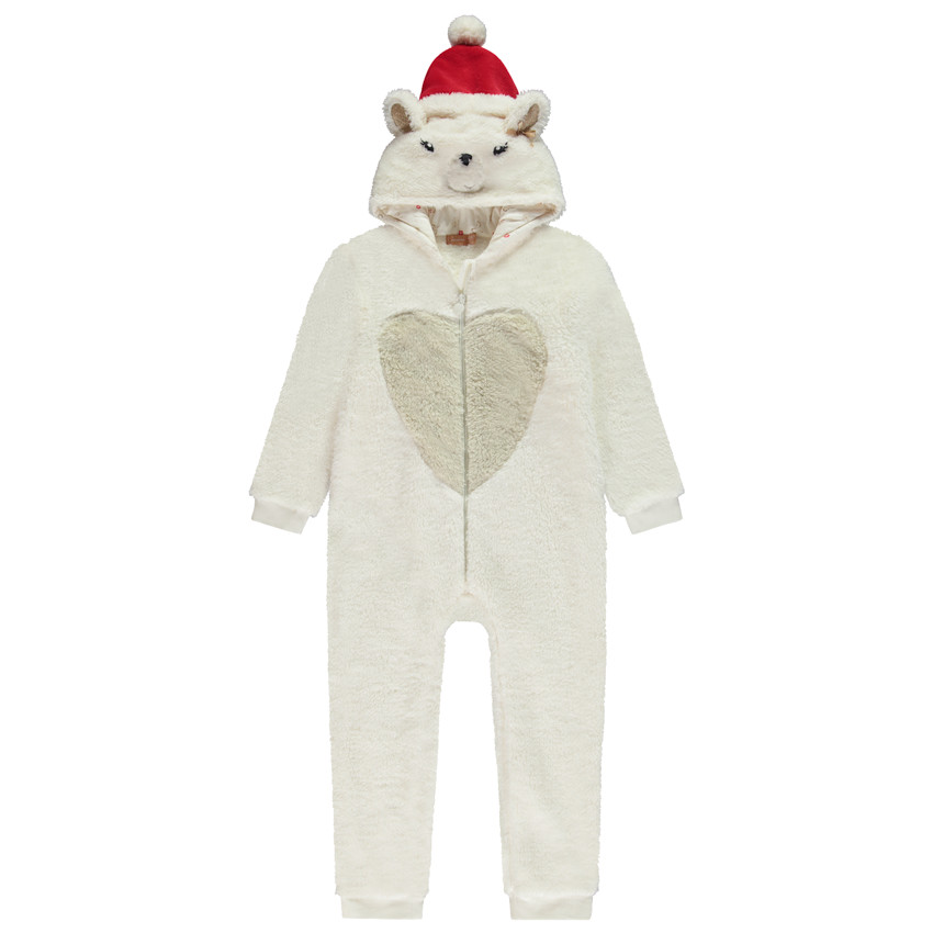 Pyjama topper met speelse sherpa en kerstbeer voor meisjes 