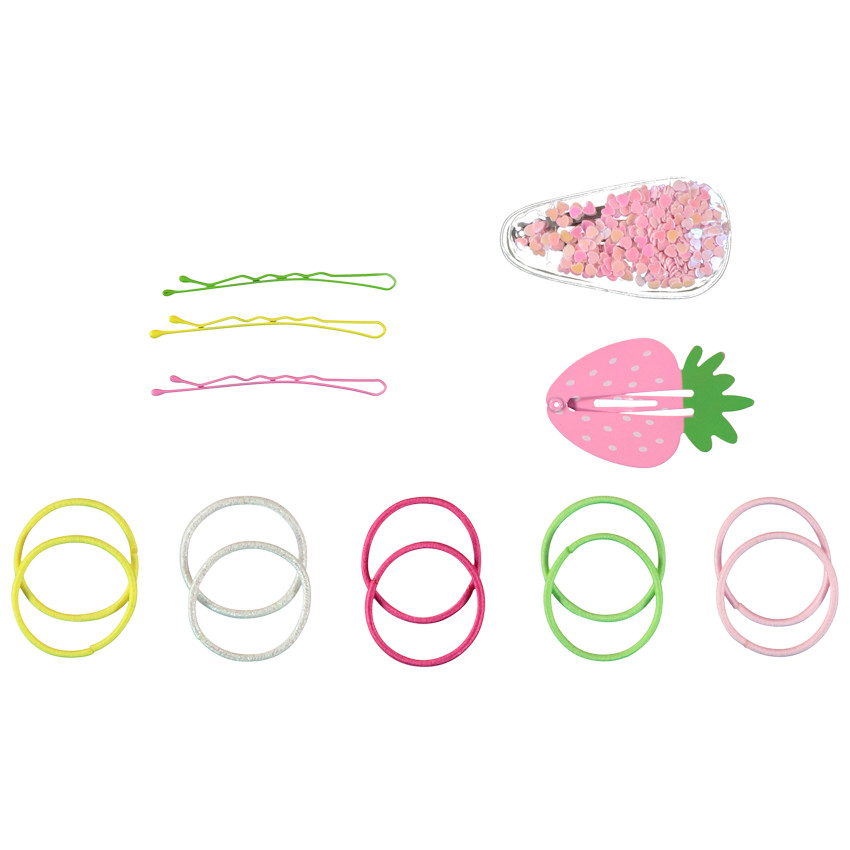 Lot de 5 barrettes + 10 élastiques pour fille 