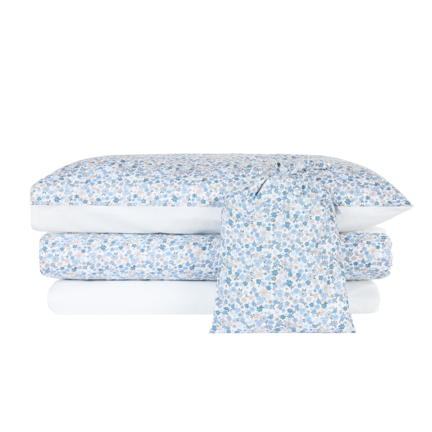 Set de lit housse de couette 100 x 140 cm + taie d'oreiller 60 x 40 cm- Tiny Flowers 