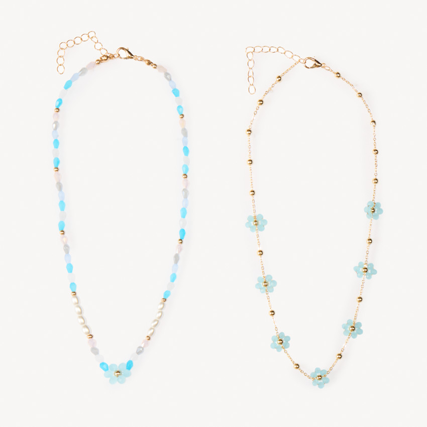 Set van 2 bloemenhalskettingen voor meisjes 